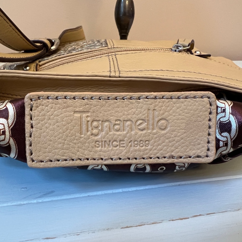 Hand-painted Tignanello Leather Crossbody Handbag - Picture 2 of 7